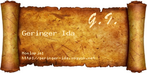 Geringer Ida névjegykártya